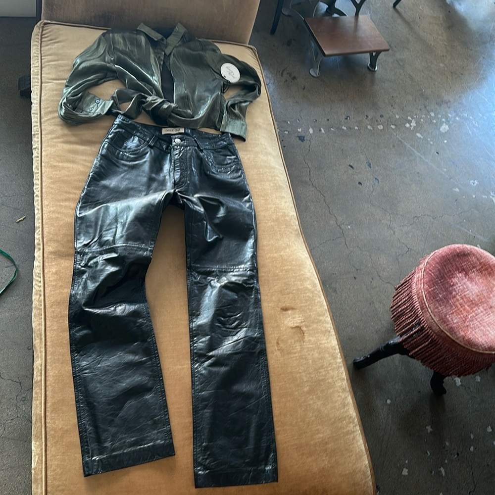 Moto Chic Rocker girl Leather jeans Pants Thick Durable Lined 4 pockets New